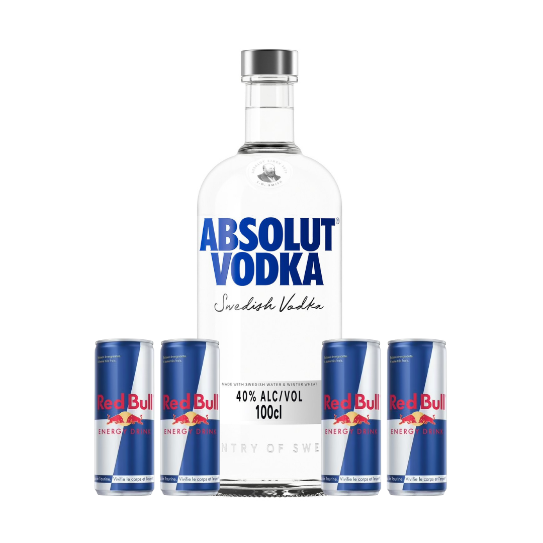 Vodka Absolut  (70 cl) + 4 Redbull