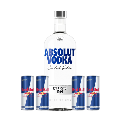 Vodka Absolut  (70 cl) + 4 Redbull